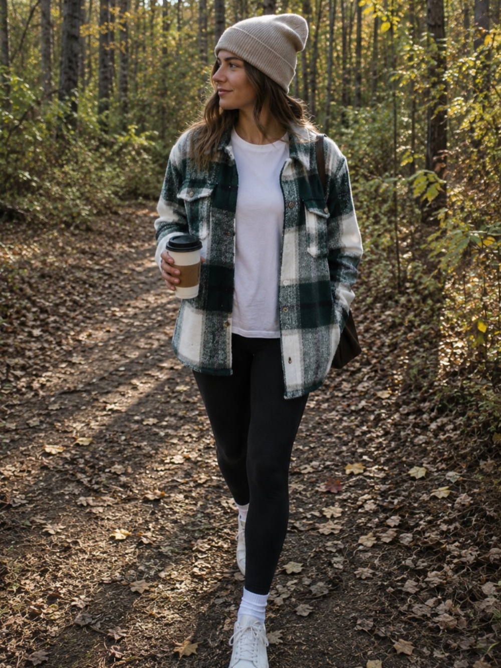 Green plaid fleece jacket fall